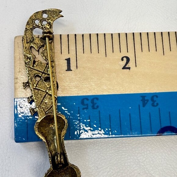 Alva Museum Replica Brooch Scimitar Sword Gold-Tone Statement 3" - Picture 4 of 8